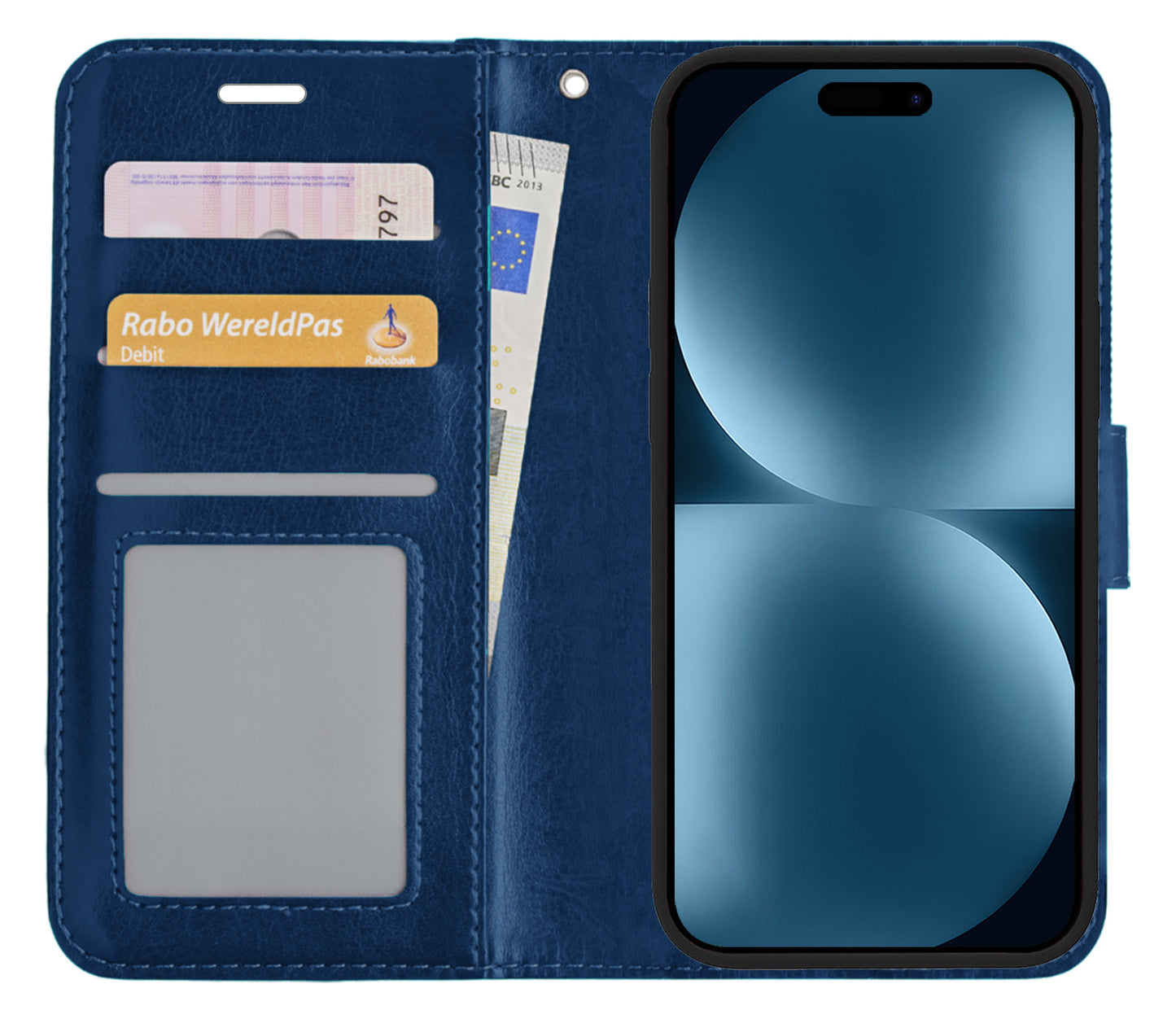 iPhone 15 Plus Hoesje Book Case Kunstleer - Donkerblauw