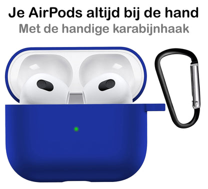 AirPods 3 Hoesje Siliconen met Clip - Donkerblauw