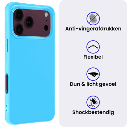 iPhone 18 Pro Hoesje Siliconen Backcover Lichtgewicht - Lichtblauw