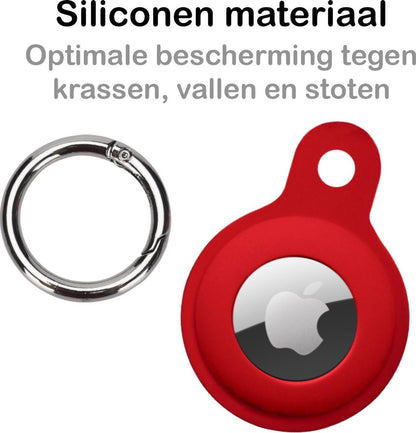 Apple AirTag Sleutelhanger Hoesje Siliconen - Donkerrood