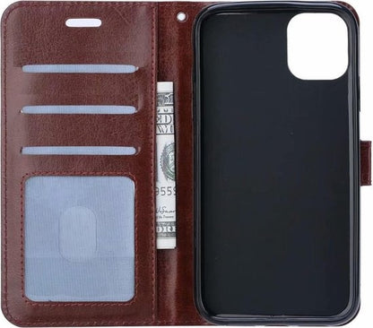 iPhone 11 Pro Max Hoesje Bookcase Cover met Kaarthouder - Bruin