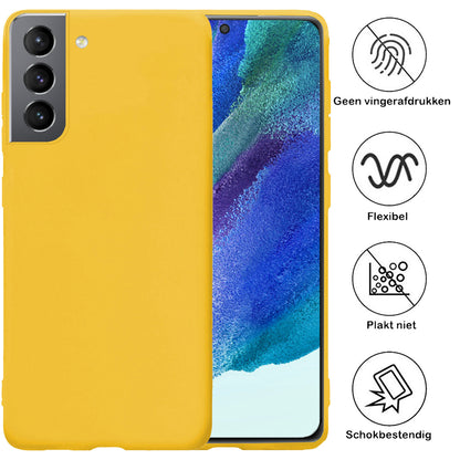 Samsung S21 FE Hoesje Siliconen Backcover Lichtgewicht - Geel