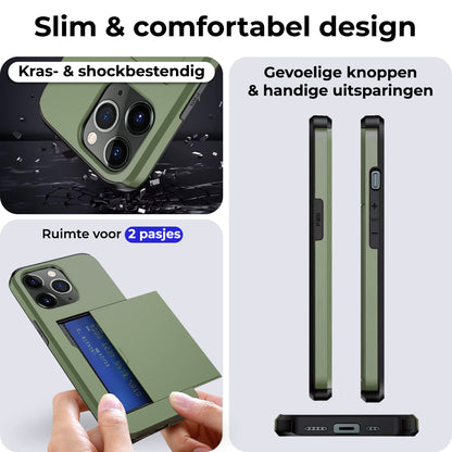 iPhone 11 Pro Max Hard Case Met Pashouder - Donkergroen