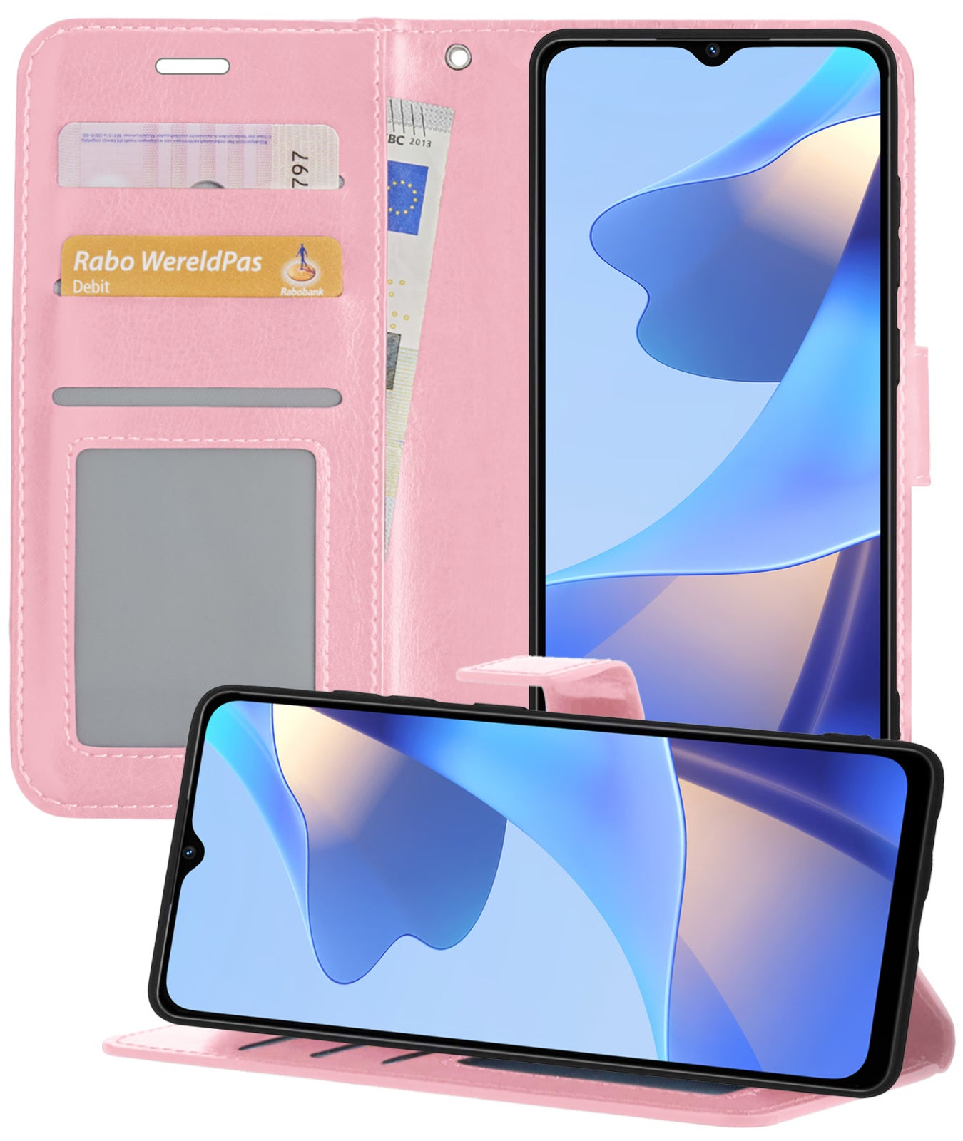 OPPO A16s Hoesje Book Case Kunstleer - Lichtroze