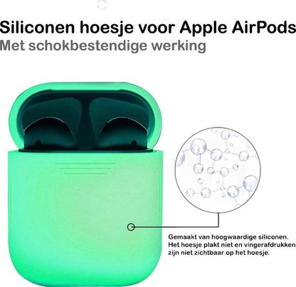 AirPods 1 Hoesje Siliconen met Clip - Glow in the dark