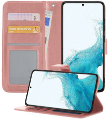 Samsung S22 Hoesje Bookcase Cover met Kaarthouder - Rosé goud