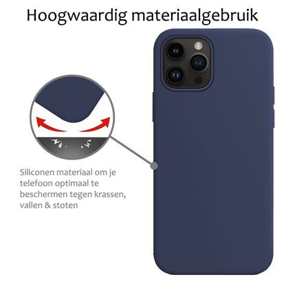 iPhone 15 Pro Hoesje Siliconen Backcover Lichtgewicht - Donkerblauw