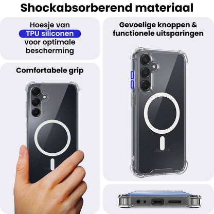 Samsung A25 Hoesje Geschikt voor Magsafe Backcover Shockproof - Transparant