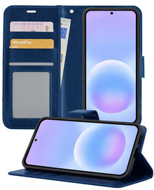 Samsung A57 Hoesje Bookcase Cover met Kaarthouder - Donkerblauw