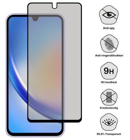 Samsung A34 Screenprotector Gehard Glas - Privacy