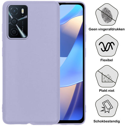 OPPO A16 Hoesje Siliconen Backcover Lichtgewicht - Lila
