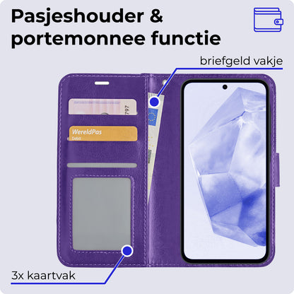 Samsung A35 Hoesje Book Case Kunstleer - Paars