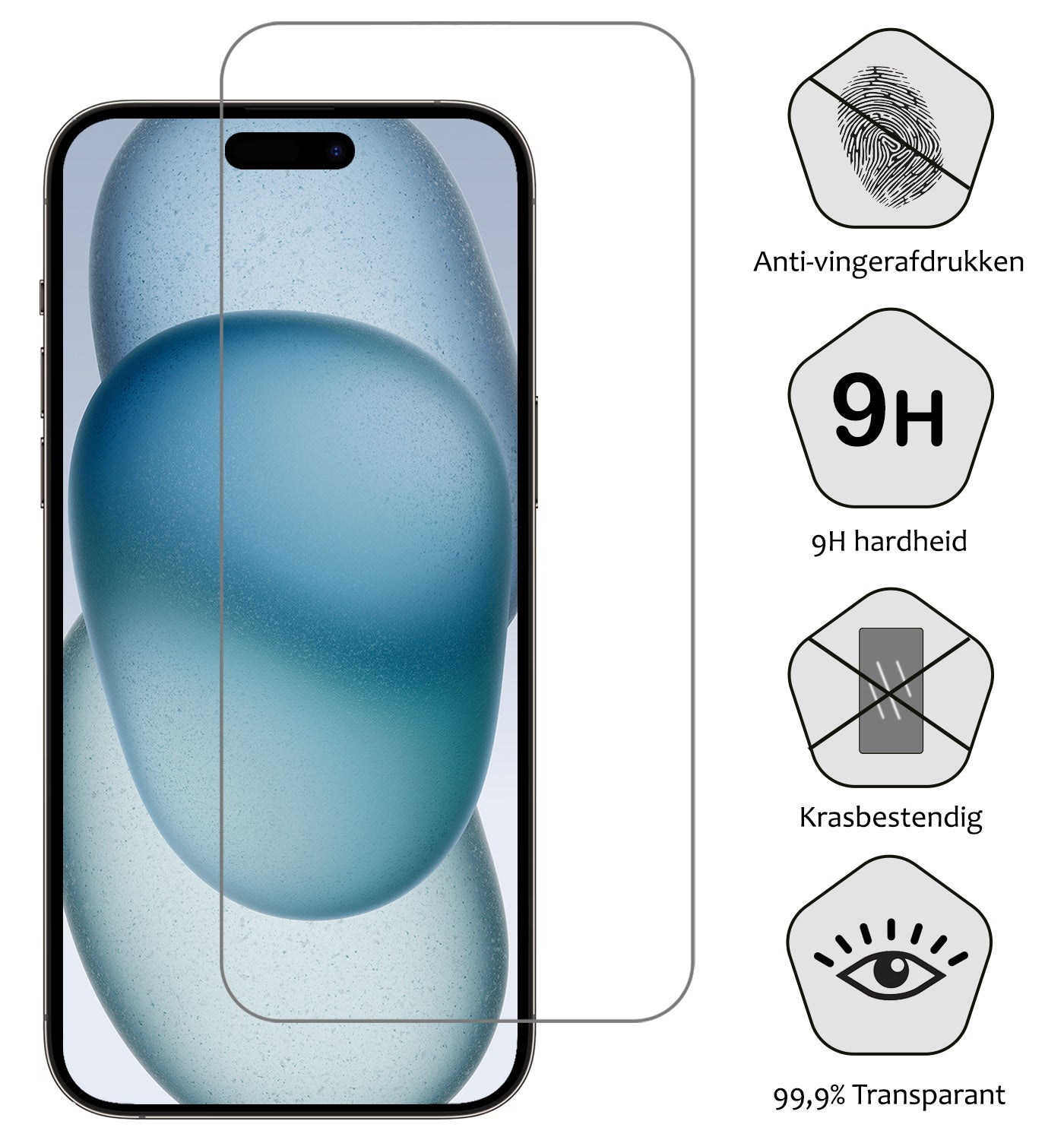 iPhone 15 Pro Screenprotector Tempered Glass