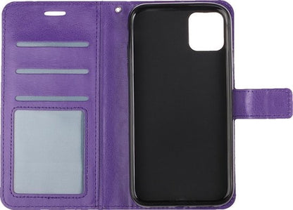 iPhone 12 Hoesje Bookcase Cover met Kaarthouder - Paars
