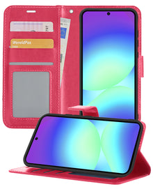Samsung A56 Hoesje Bookcase Cover met Kaarthouder - Donkerroze
