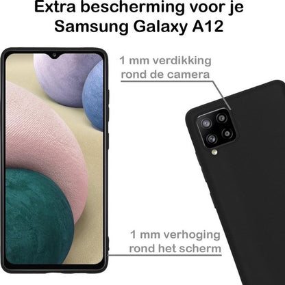 Samsung A12 Hoesje Siliconen Backcover Lichtgewicht - Zwart