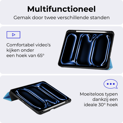 iPad Pro 2024 (11 inch) Trifold Bookcase Hoes met Penhouder voor Apple Pen - Lichtblauw