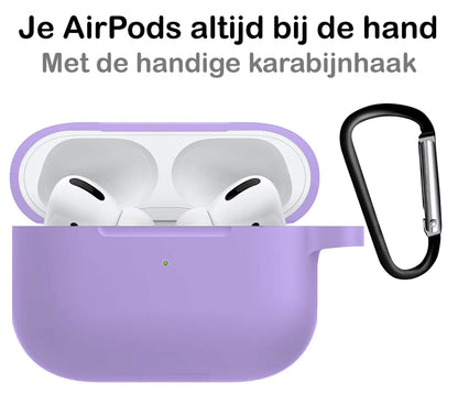 AirPods Pro 2 Hoesje Siliconen met Clip - Lila