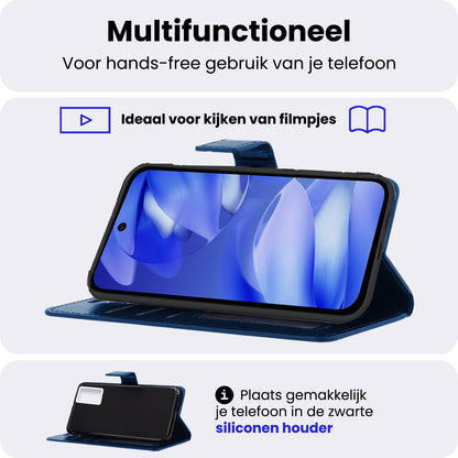 Google Pixel 9a Hoesje Bookcase Cover met Kaarthouder - Donkerblauw