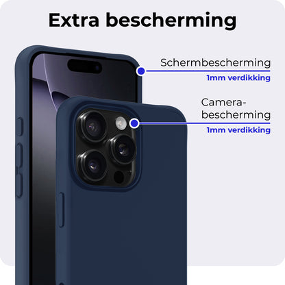 iPhone 16 Pro Hoesje Siliconen Backcover Lichtgewicht - Donkerblauw