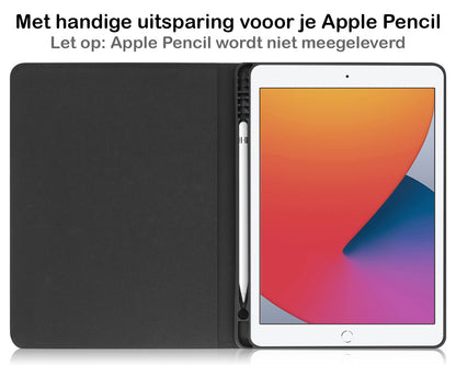 iPad 10.2 2021 Trifold Bookcase Luxe Hoes - Donkerblauw