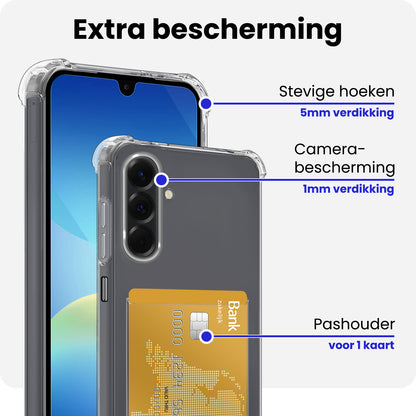Samsung A26 Hoesje Kaarthouder Backcover Shockproof - Transparant