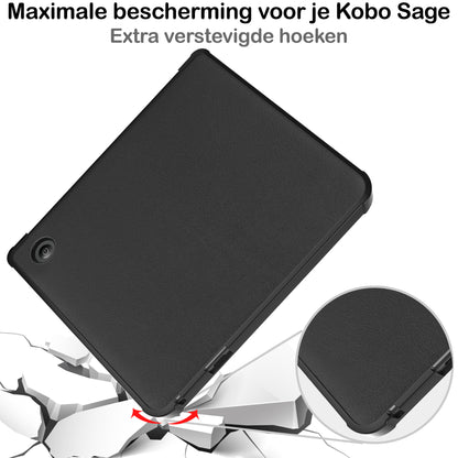Kobo Sage Trifold Bookcase Hoes - Zwart