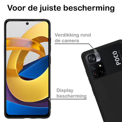 Xiaomi Poco M4 Pro 5G Hoesje Siliconen Backcover Lichtgewicht - Zwart
