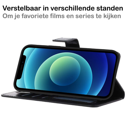 iPhone 12 Pro Max Hoesje Bookcase Cover Uitneembaar - Zwart
