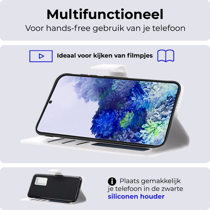 Samsung S20 Hoesje Bookcase Cover Uitneembaar - Wit
