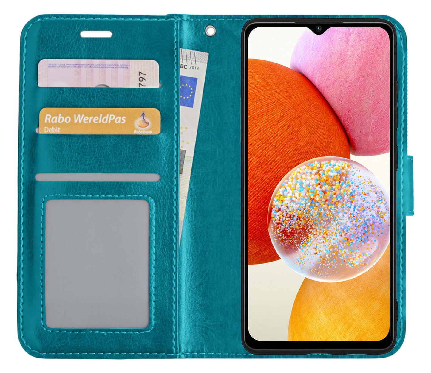 Samsung A14 Hoesje Book Case Kunstleer - Turquoise