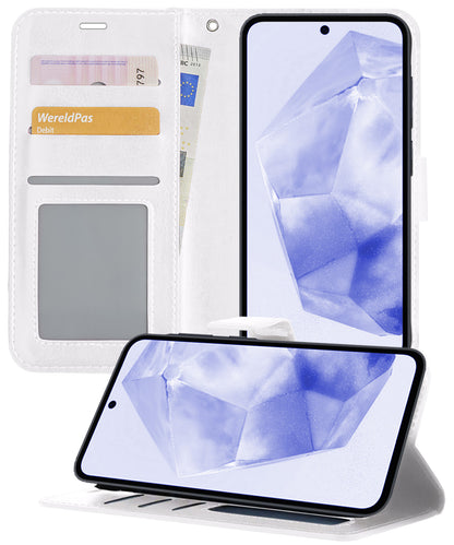 Samsung A35 Hoesje Bookcase Cover met Kaarthouder - Wit