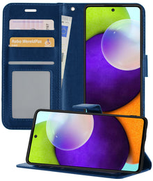 Samsung A52/A52s 5G Hoesje Bookcase Cover met Kaarthouder - Donkerblauw
