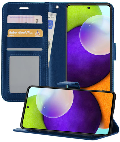 Samsung A52/A52s 5G Hoesje Bookcase Cover met Kaarthouder - Donkerblauw