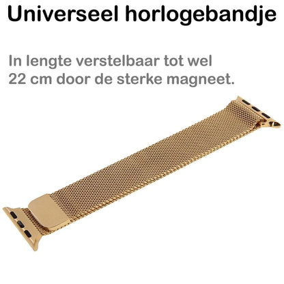 Milanese Horlogeband Geschikt voor Apple Watch 7 41 mm Bandje Milanees - Polsbandje Met Magneetsluiting Geschikt voor Apple Watch 7 41 mm Bandje Milanees - Goud