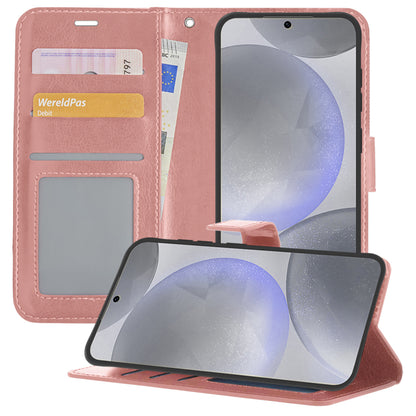 Samsung S24 Plus Hoesje Bookcase Cover met Kaarthouder - Rosé goud