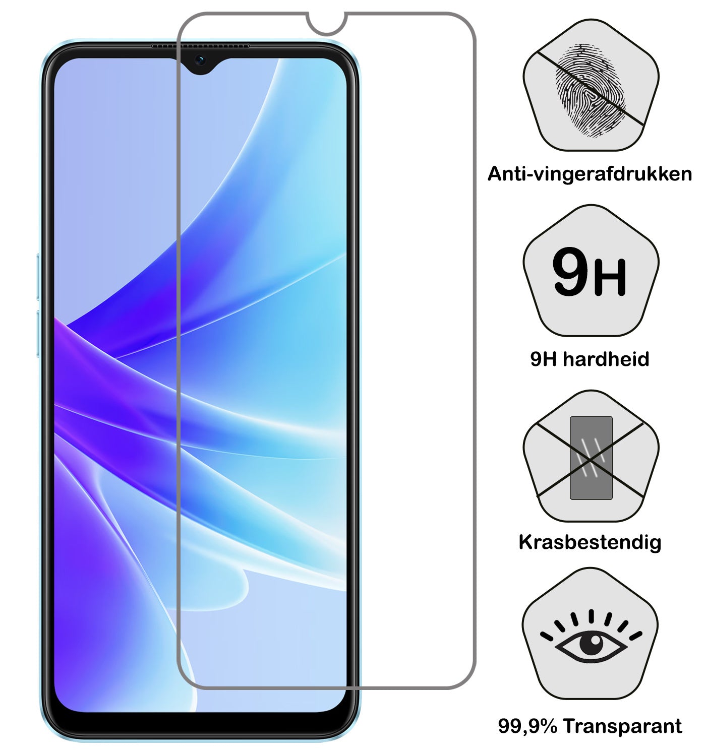 OPPO A17 Screenprotector Tempered Glass