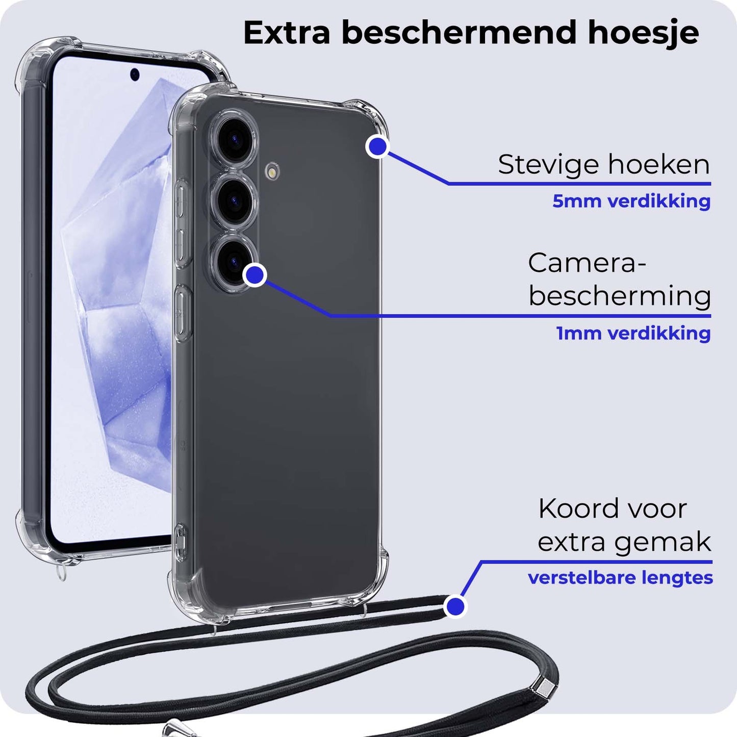 Samsung A35 Hoesje met Koord Siliconen - Transparant