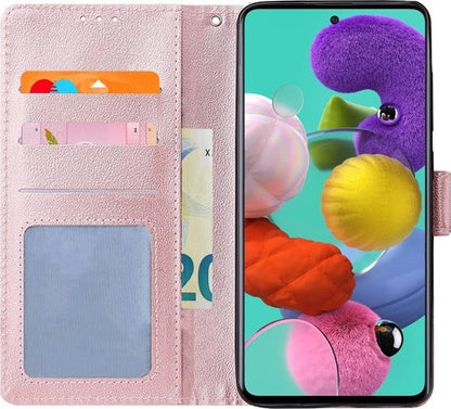 Samsung A51 Hoesje Bookcase Cover met Kaarthouder - Rosé goud