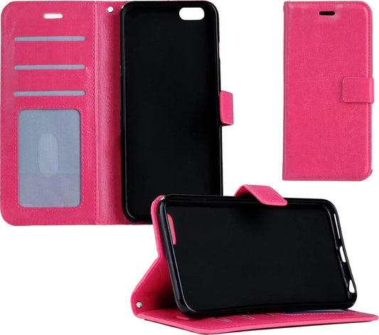 Hoes Geschikt voor iPhone 5s Hoes Bookcase Hoesje - Donkerroze