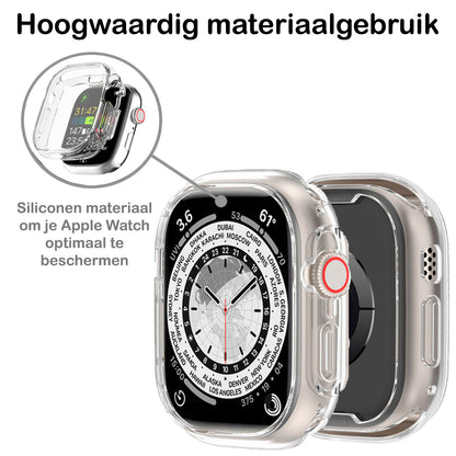 Siliconen Hoes Geschikt voor Apple Watch Ultra Hoesje Cover Case - Hoesje Geschikt voor Apple Watch Ultra (49 mm) Hoes Siliconen Case - Transparant