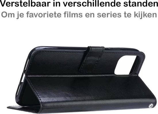 iPhone 12 Pro Hoesje Book Case Kunstleer - Zwart