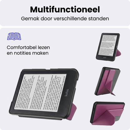 Kobo Clara HD Trifold Bookcase Hoes - Paars