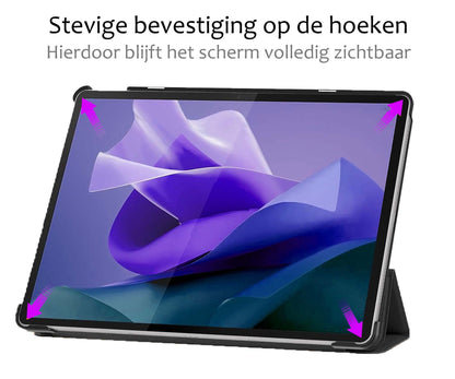 Lenovo Tab P12 Trifold Bookcase Hoes met Penhouder Lenovo Pen - Zwart