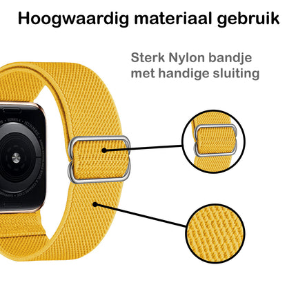 Horloge Bandje Geschikt Voor Apple Watch 1-8 / SE - 42/44/45 mm Bandje Stof - Geel