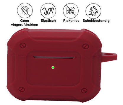 AirPods 3 Hoesje Shock Proof Case Siliconen met Clip - Donkerrood