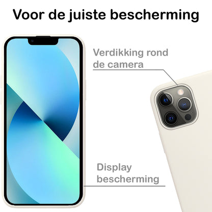 iPhone 13 Pro Max Hoesje Siliconen Backcover Lichtgewicht - Wit