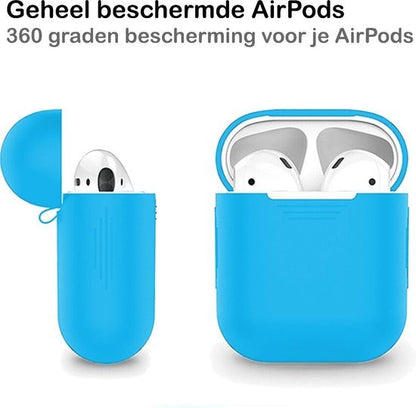 AirPods Hoesje Siliconen met Clip - Lichtblauw