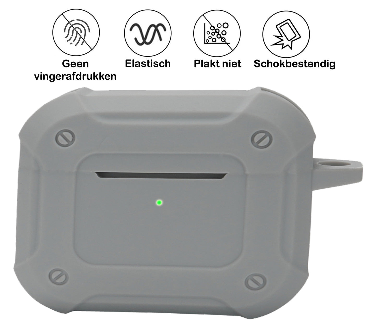 AirPods 3 Hoesje Shock Proof Case Siliconen met Clip - Grijs