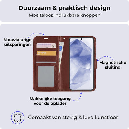 Samsung A55 Hoesje Book Case Kunstleer - Bruin